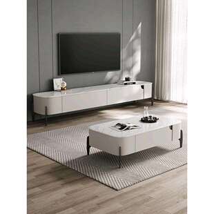 意式极简微晶石茶几电视柜组合简约现代客厅家用轻奢高脚茶几地柜