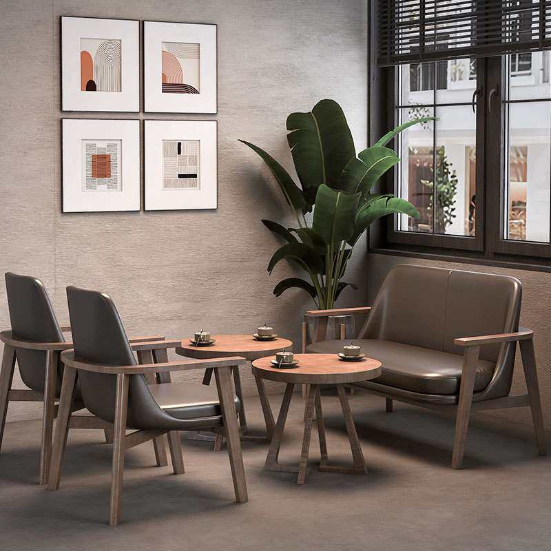实木甜品奶茶咖啡店咖啡厅桌椅休息区洽谈室餐饮餐厅沙发桌椅组合