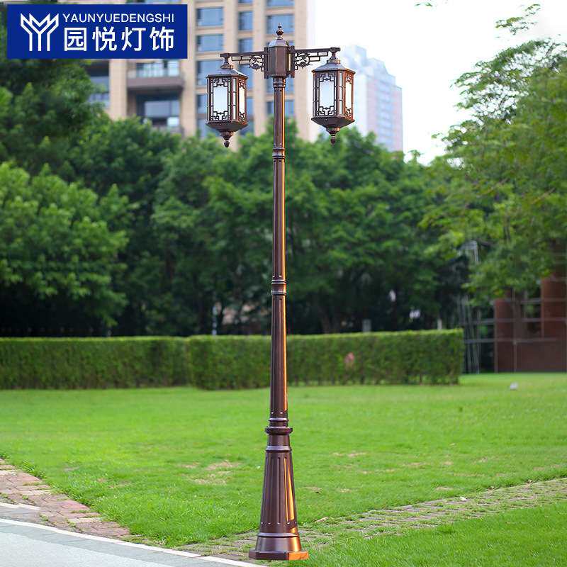 庭院灯3米户外防水太阳能家用院子220v别墅新中式双头室外高杆灯