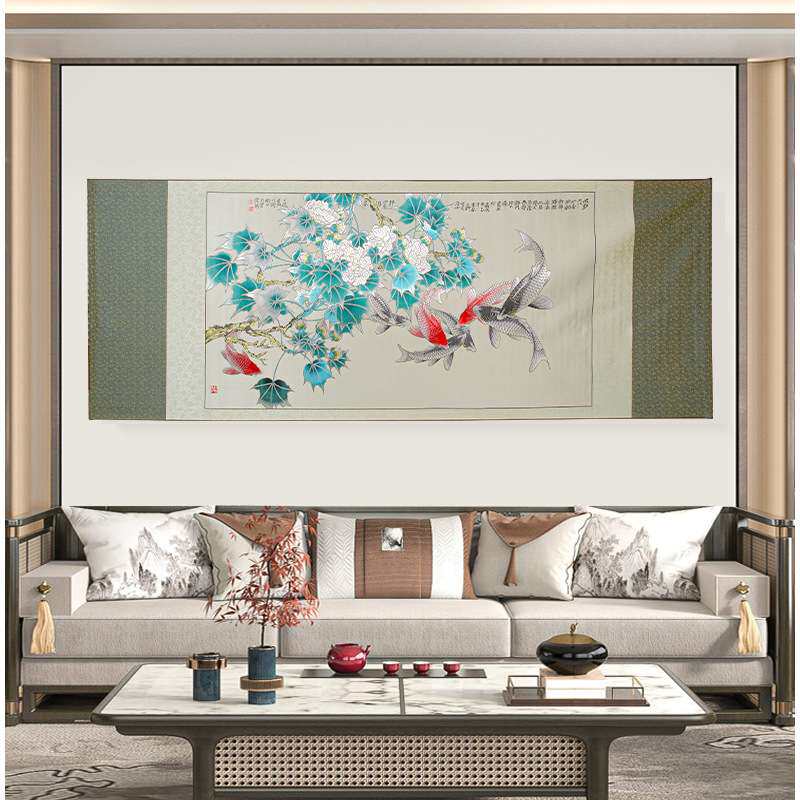 成都特色纪念品芙蓉花鲤鱼蜀锦:75-200厘米中古风挂画