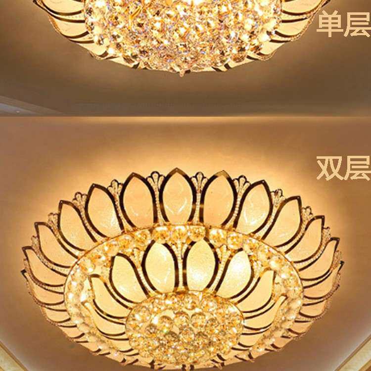 客厅卧室水晶吸顶灯大堂宫殿圆形莲花欧式别墅现代轻奢房间LED灯