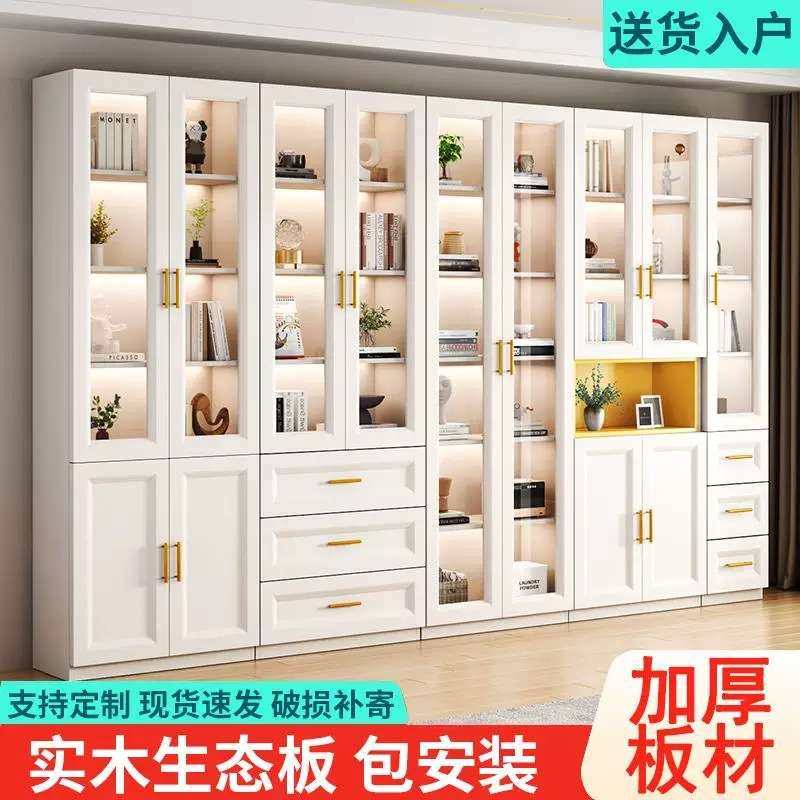 实木书柜带玻璃门展示柜靠墙一体整墙组合书架书橱置物柜防尘柜子,鲜花速递/花卉仿真/绿植园艺,割草机/草坪机,淘宝优惠券,粉丝福利购,淘宝优惠卷
