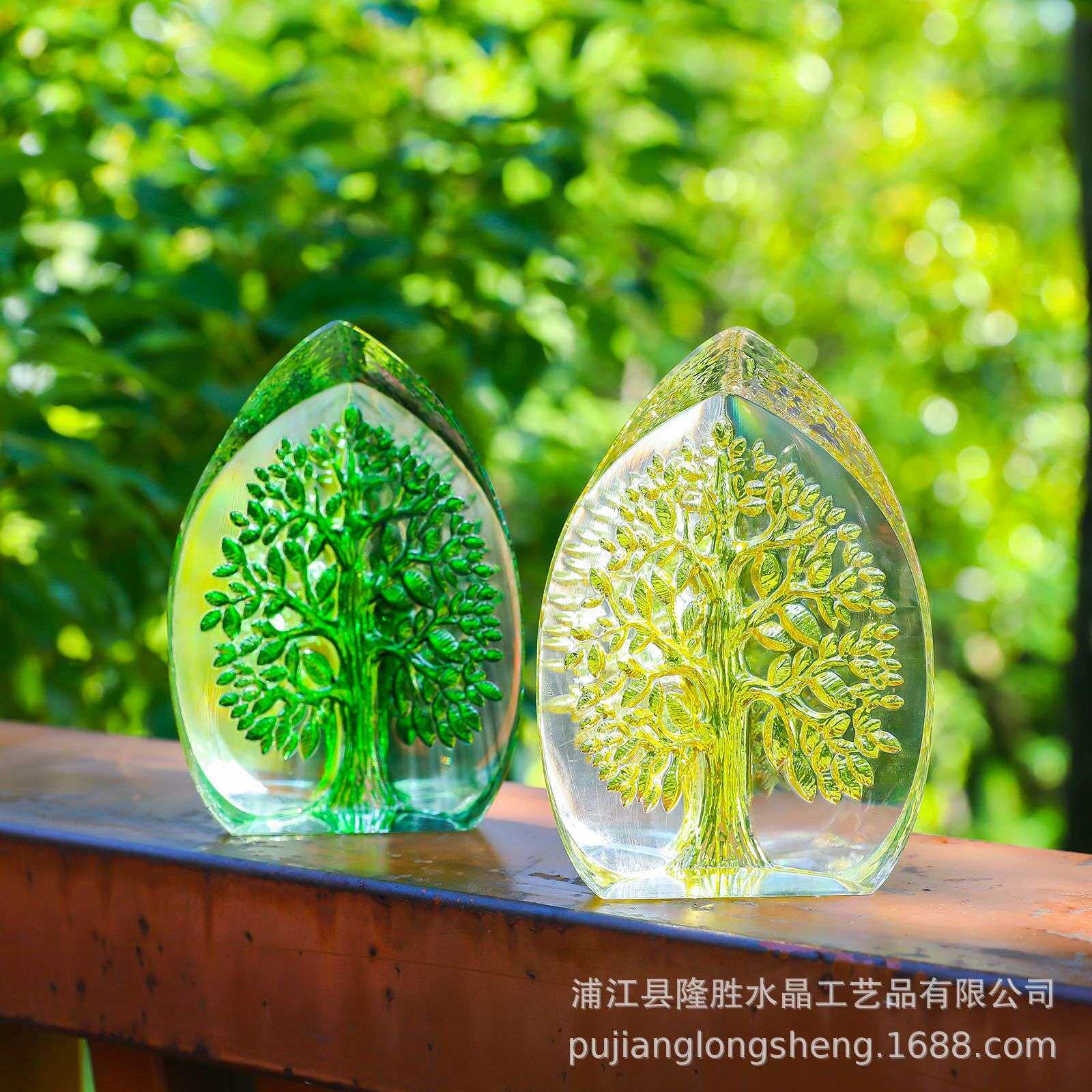 水晶工艺品发财生命树冰山镇纸桌面玄关水晶摆件一件代发室内装修