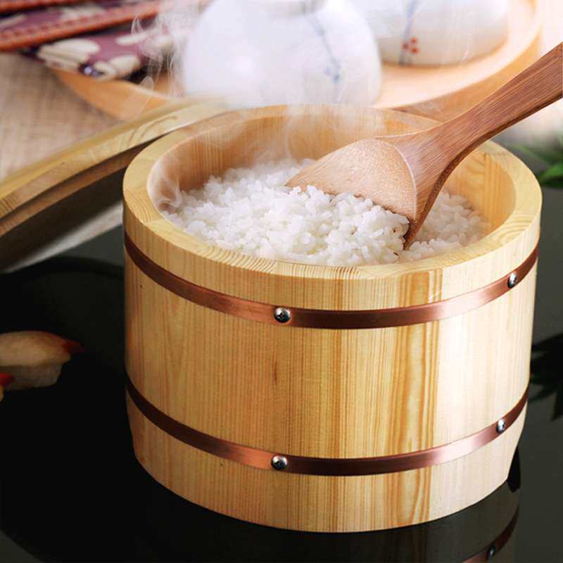带盖饭桶白木制寿司饭桶储米桶装米箱保温饭桶寿司拌饭桶饭盆