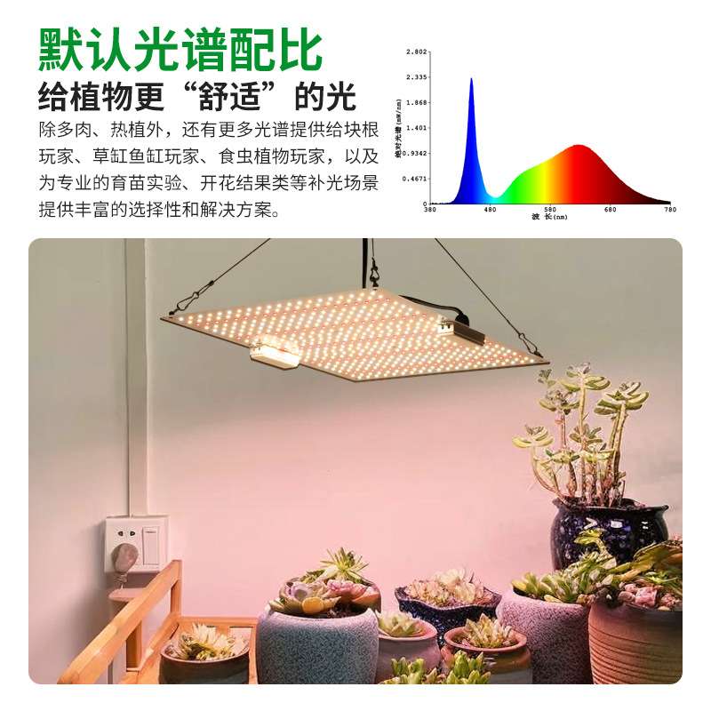 亚马逊全光谱LED植物灯补光灯150W量子板大棚多肉育苗生长灯绿植