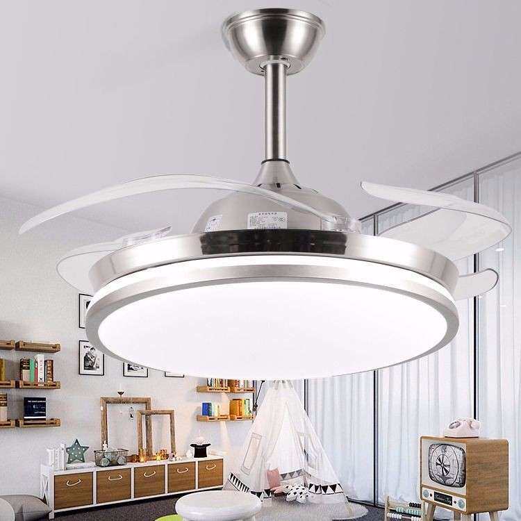 隐形吊扇灯风扇灯现代简约LED餐厅客厅风扇吊灯卧室带灯吊扇一体