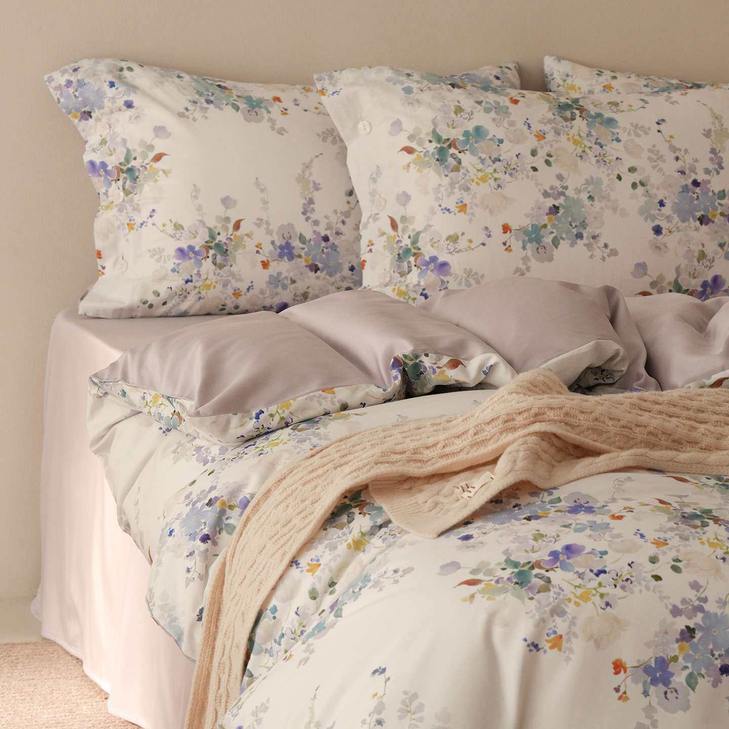 秋冬款美式轻奢风全棉黄金棉磨毛植物花卉数码印花床上用品四件套