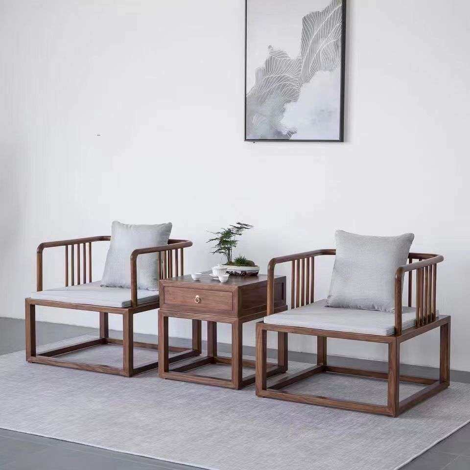 实木茶桌椅组合榆木茶室书房茶桌茶几办公家用阳台小茶台茶几套装