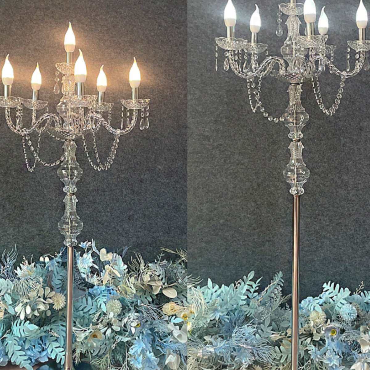 新款婚庆道具橱窗迎宾区留影发光婚礼亚克力透明欧式珠帘路引灯