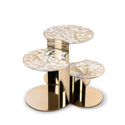 意大利轻奢设计GRANGER组合边几别墅客厅家用大理石三圆花瓣茶几