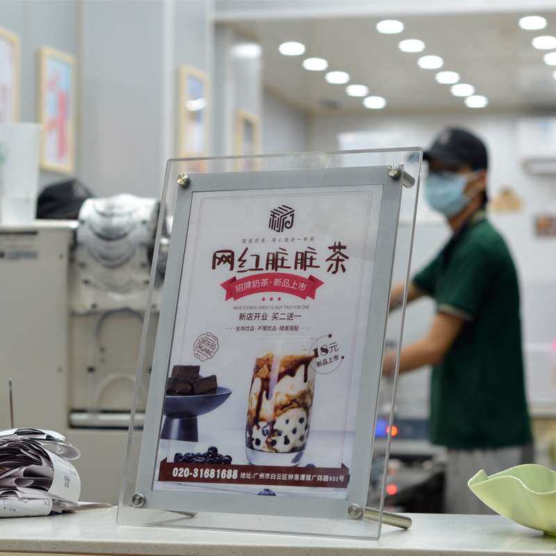 A4薄水晶灯箱奶茶店台面点餐价目表商场亚克力灯箱led发光灯箱
