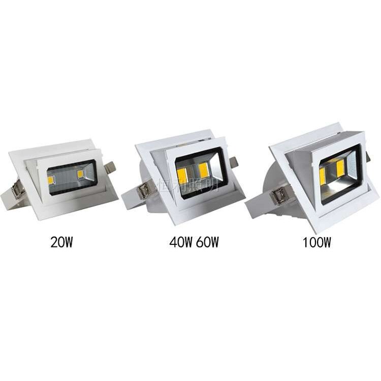 LED嵌入式投光灯 白色方形可旋转调角度双头射灯 天花过道投光灯
