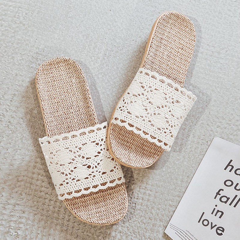 藤草编亚麻拖鞋四季居家办公女士防滑厚底酒店民P宿木地板凉拖LT4
