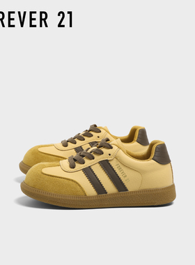 F21黄色德训鞋女款2025新款秋季软厚底轻便休闲女鞋运动复古板鞋