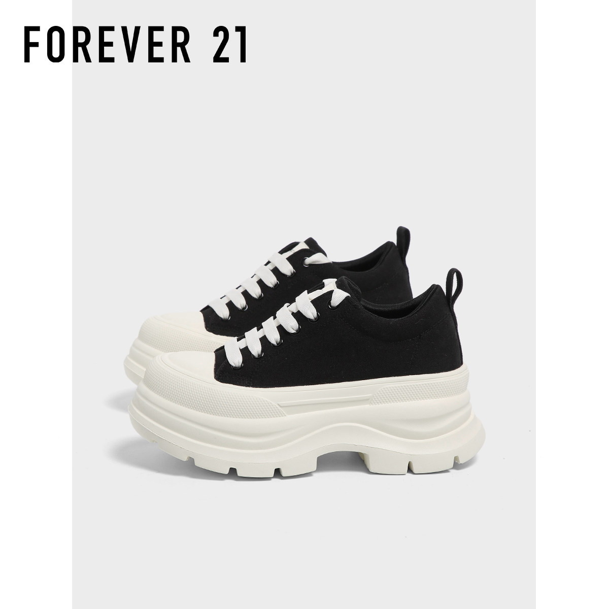 Forever21超厚底麦昆板鞋女款2025新款冬季百搭休闲帆布鞋小白鞋,女鞋,休闲板鞋,淘宝优惠券,粉丝福利购,淘宝优惠卷