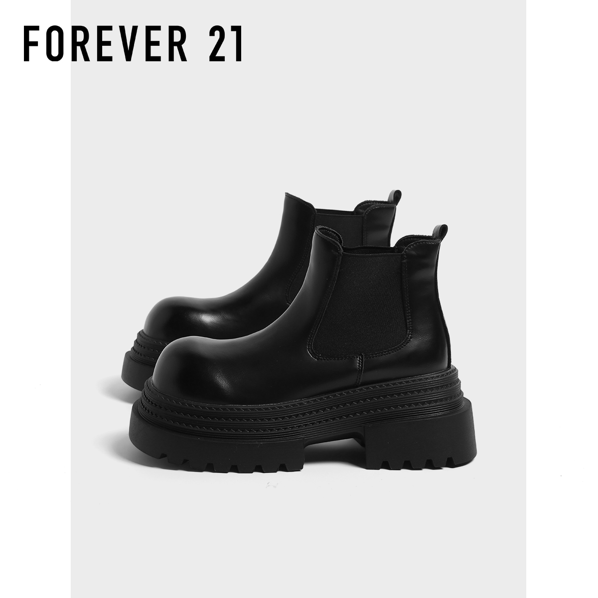 F21黑色短筒马丁靴女款