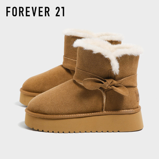 厚底加绒保暖防滑中筒真皮雪地棉鞋 F21牛皮雪地靴女2025新款 冬季