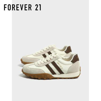 F21复古真皮德训鞋女2025新款秋季休闲轻便软底舒适厚底阿甘板鞋