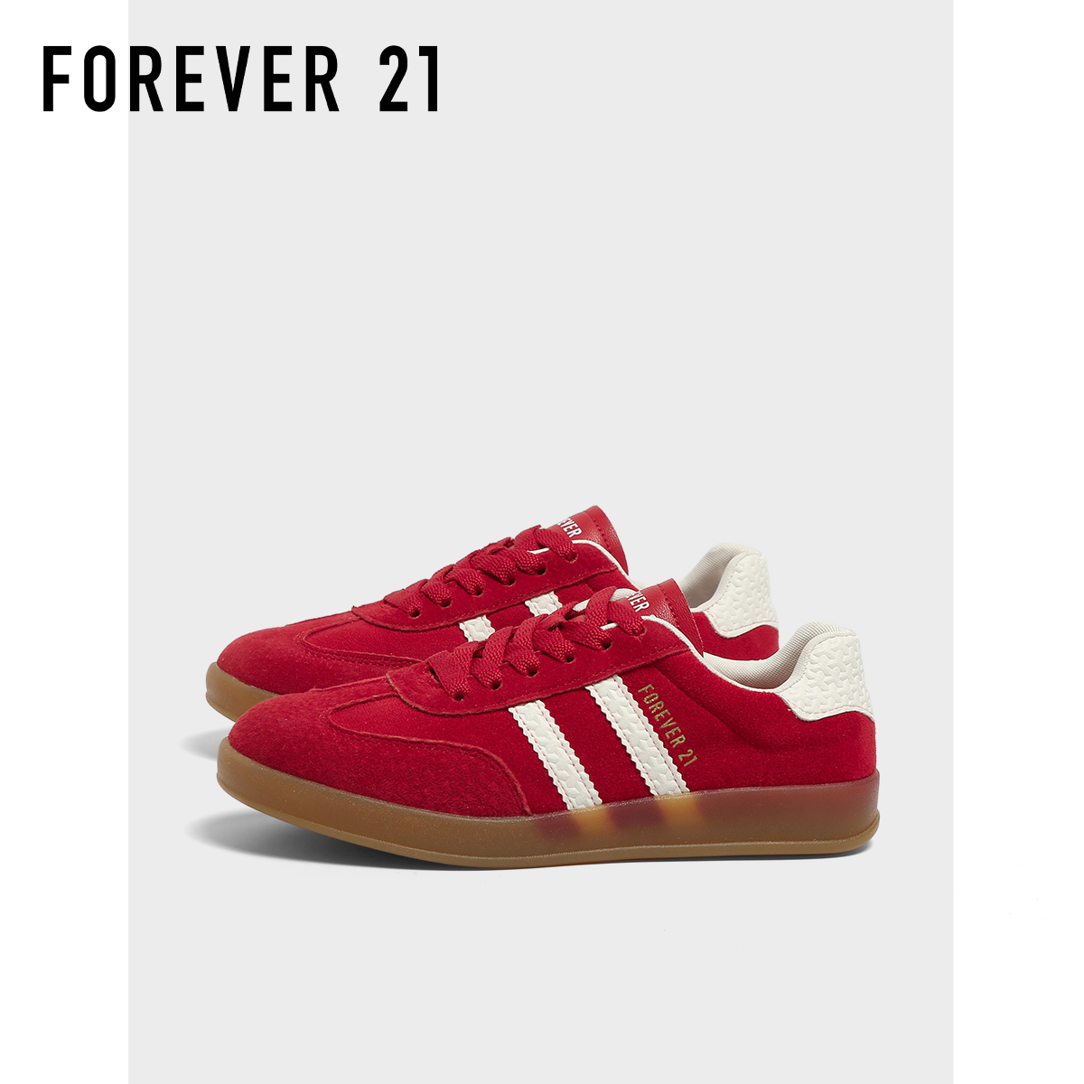 真皮红色德训鞋女款2025新款