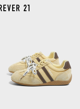 F21内增高黄色德训鞋女款2025新款秋冬休闲加绒超火百搭赛车鞋子