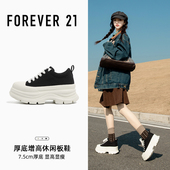 女2026春季 新款 休闲面包小白鞋 F21超厚底帆布鞋 松糕增高运动板鞋