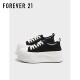 F21厚底黑色帆布鞋 子 增高休闲百搭超好看低帮板鞋 女2025新款 秋季