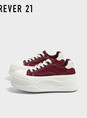 F21超厚底红色帆布鞋女款2025新款秋季增高轻便百搭低帮学生板鞋