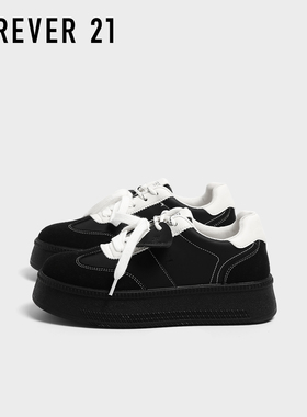 F21黑色德训鞋女2025新款秋季软厚底轻便舒适巨好看百搭休闲板鞋