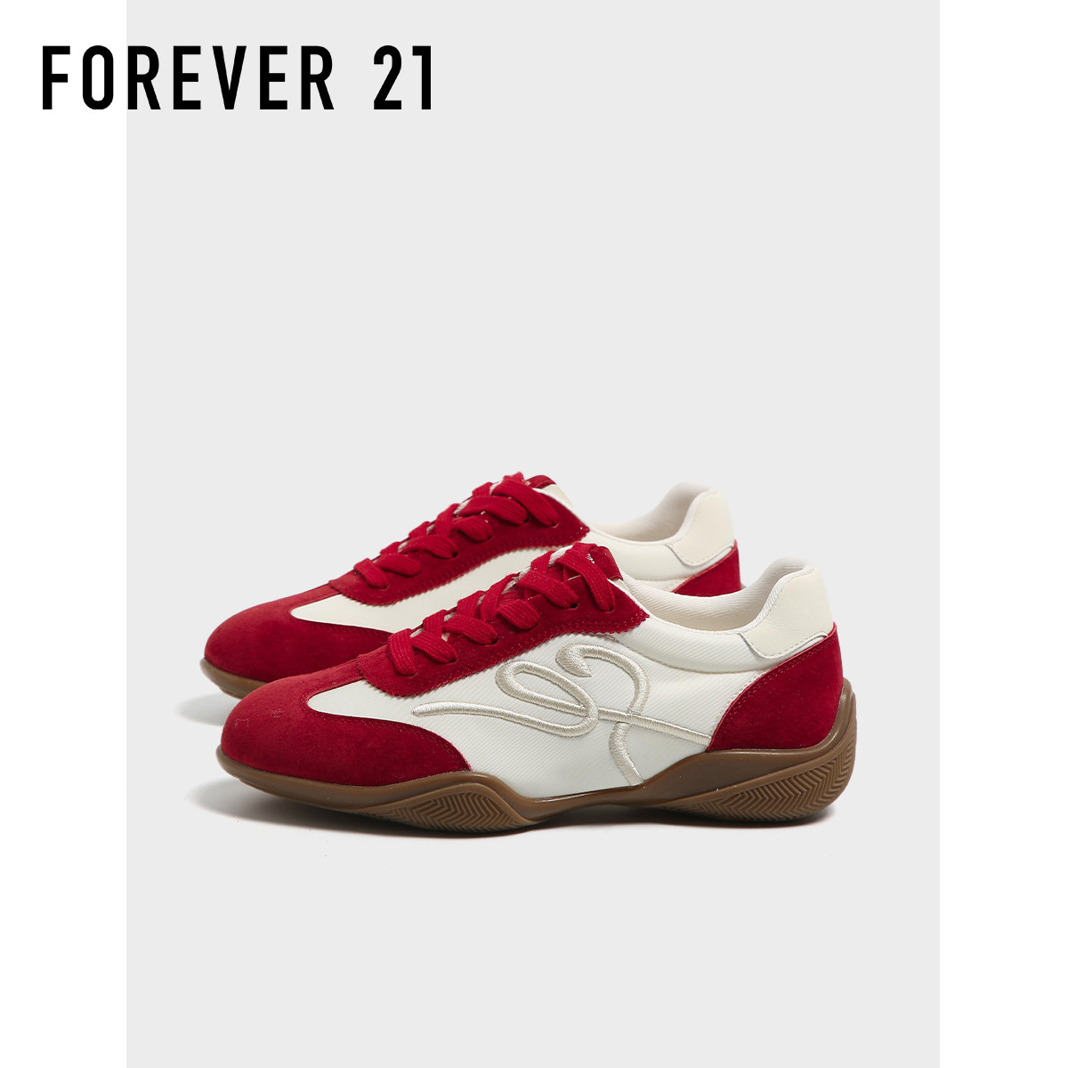 F21红色真皮德训鞋女2026新款春季厚底百搭休闲运动阿甘赛车鞋爆,女鞋,德训鞋,淘宝优惠券,粉丝福利购,淘宝优惠卷