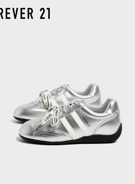 F21银色德训鞋女2025新款秋季内增高轻便百搭学生休闲运动赛车鞋