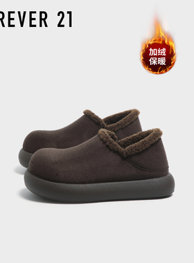F21厚底加绒大头勃肯鞋女款2025新款冬季保暖全包两穿一脚蹬棉鞋
