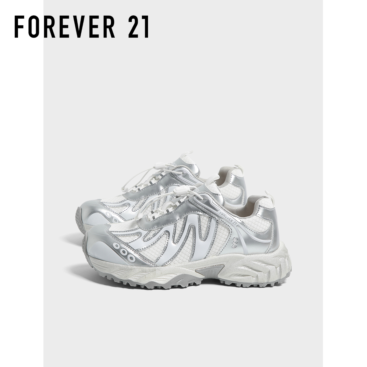 F21银色老爹鞋女2025新款