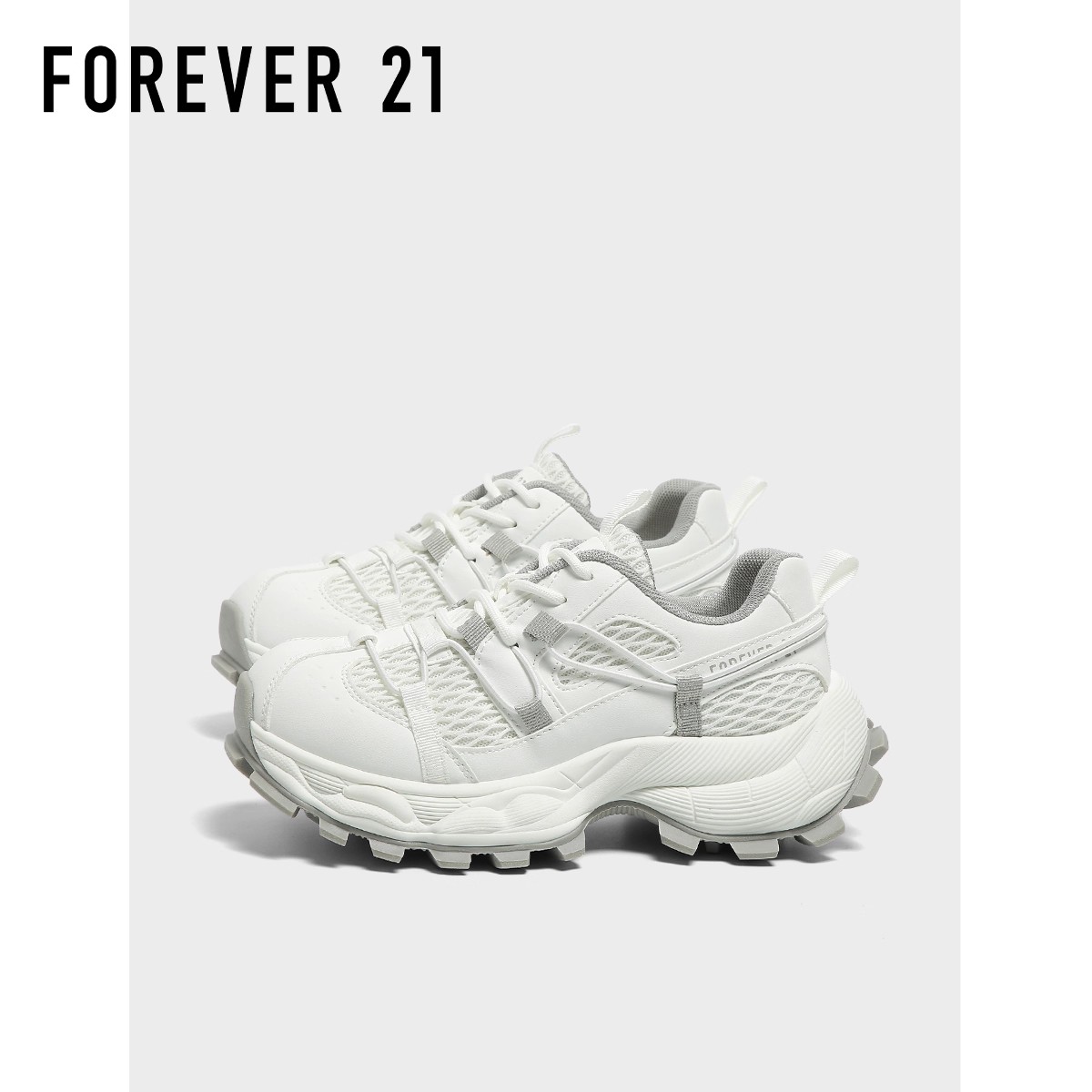 F21白色绑带老爹鞋女2025新款
