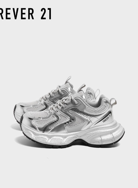 FOREVER 21银色老爹鞋女2025加绒秋冬新款鞋子女超火百搭运动鞋