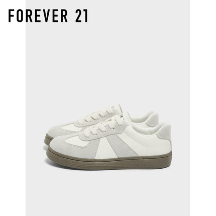 F21真皮复古德训鞋女款2025新款秋季软平底休闲百搭轻便小白板鞋