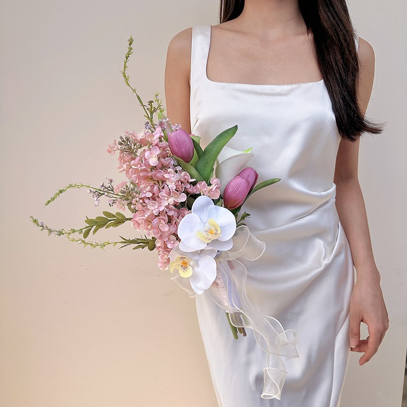 新娘结婚领证新中式仿真手捧花束拍照道具国风韩式时尚毕业花束