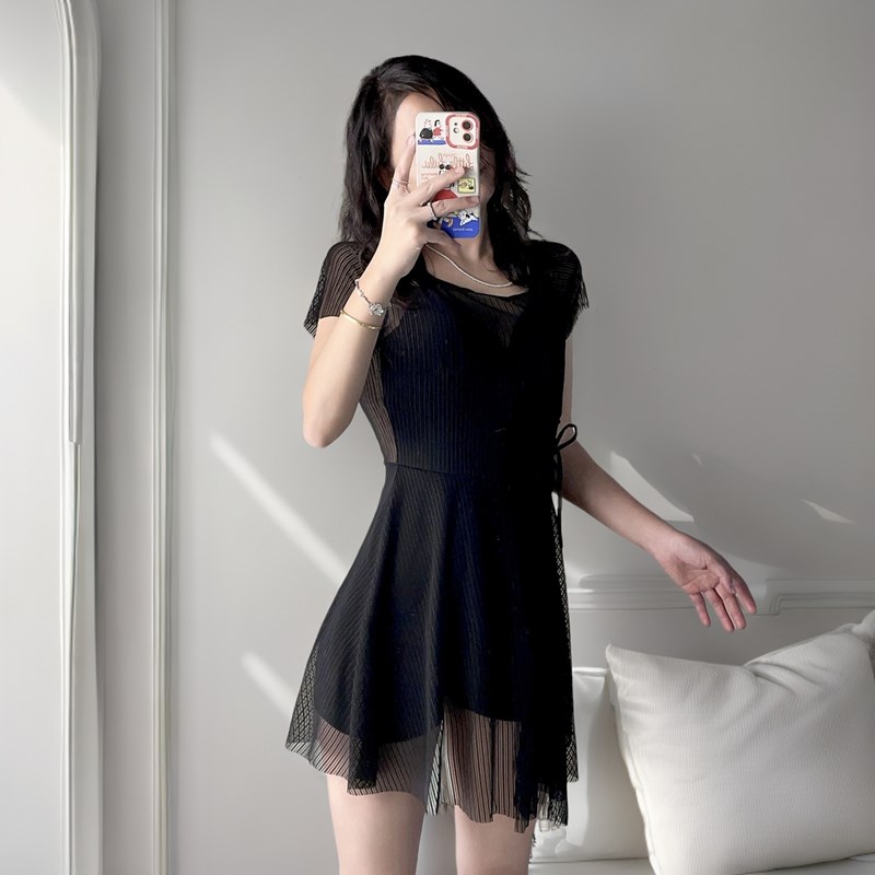 泳衣女裙式连体保守大码胖MM少女钢托聚拢韩版ins风遮肉显瘦泳装
