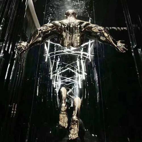 工业风摆件穿墙餐厅电镀人玻璃钢雕塑酒吧样板房KTV壁挂装饰大