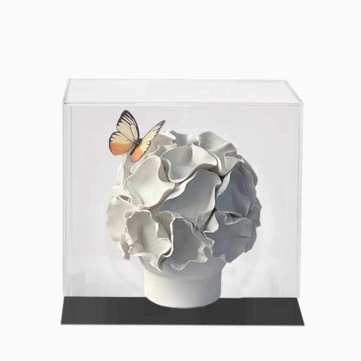 轻奢现代意式售楼处菜花陶瓷花器样板房间书房玄关过道软装花瓶