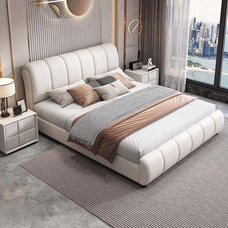 床现代简约主卧双人床1.8米意式轻奢主卧婚床1.5m高端皮艺床厂