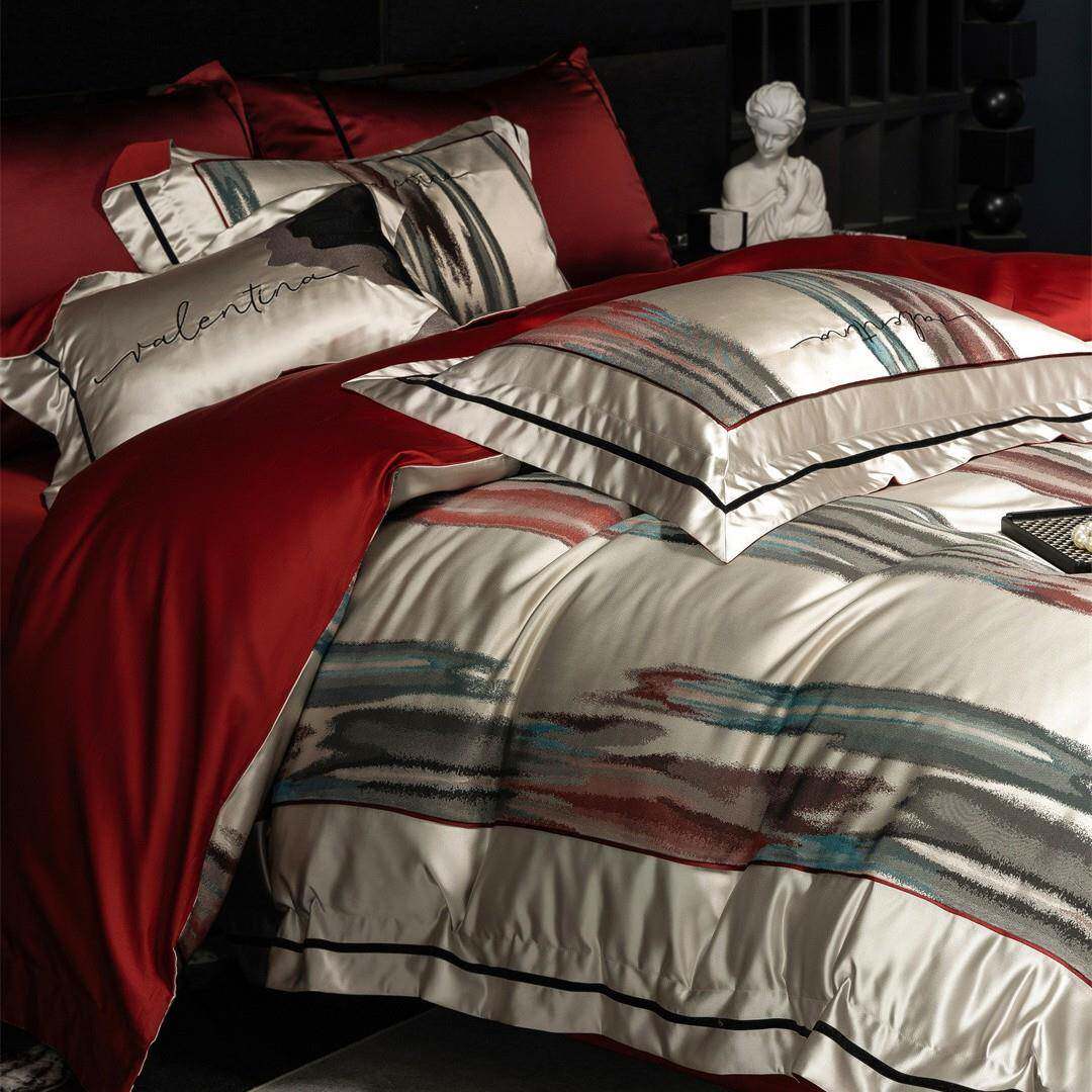 意式顶奢高定高精密色织提花寝具床品澳棉长绒棉四件套家纺