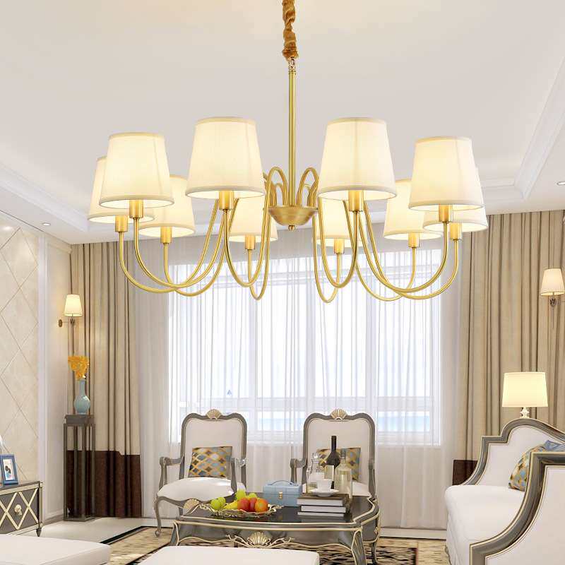 全铜美式吊灯田园乡村创意客厅餐厅灯简约现代卧室灯大气轻奢灯具