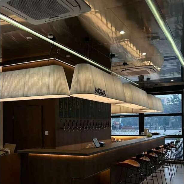 新中式咖啡馆茶室吊灯奶茶餐饮椭圆长形布艺罩灯餐厅收银吧台灯具