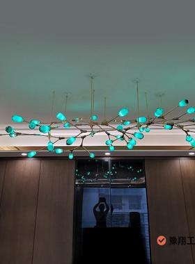 现代绿色萤火虫吊灯别墅酒楼来图来样酒店火锅店大厅楼梯灯后现代