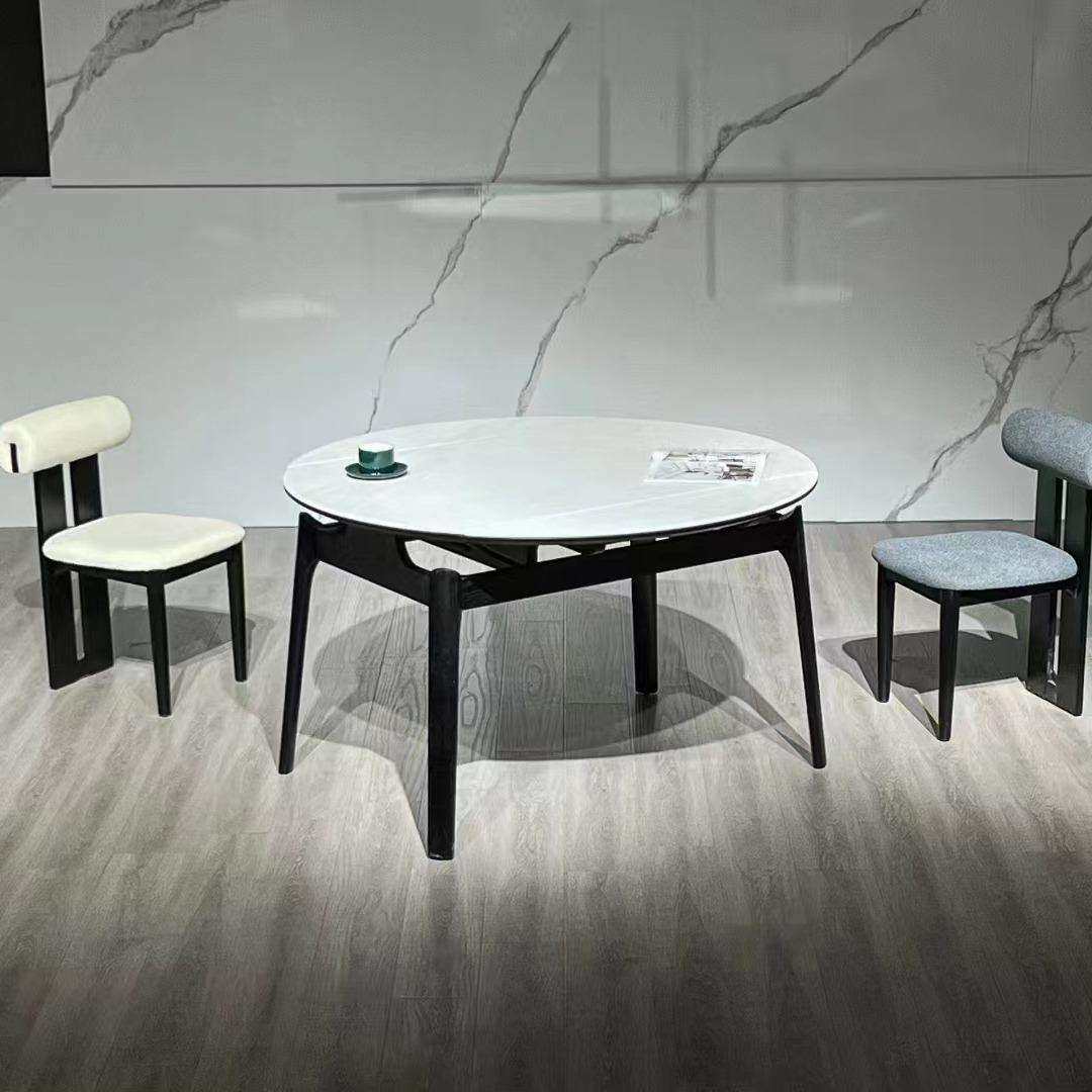 天然微晶石可伸缩餐桌折叠大理石意式轻奢现代简约家用小户型饭桌