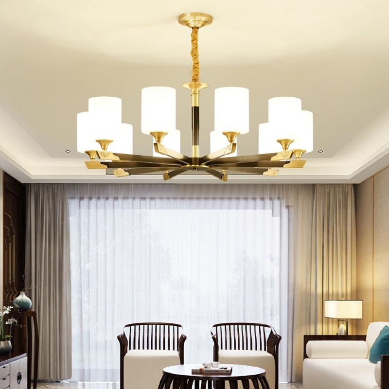 全铜新中式吊灯复古客厅简约现代大气中国风卧室餐厅主灯