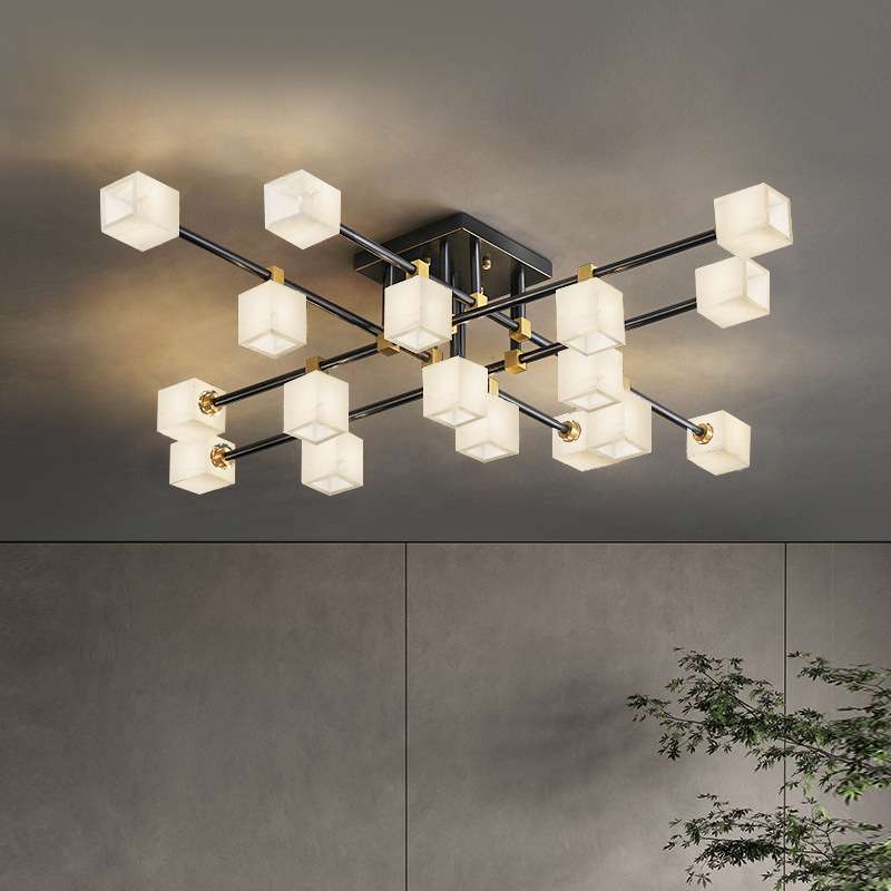 客厅后现代简约轻奢云石吸顶灯全铜别墅大气书房卧室灯餐厅展厅灯