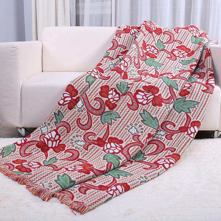 家用保暖Dulcis沙发毯棉线毯三层加厚双面床全盖沙发巾现货