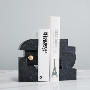 现代极简约样板间客厅书房酒柜博古架树脂书挡书靠书立装 饰品摆设