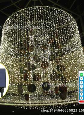 太阳能款LED窗帘灯 室外防雨3*3米300灯窗帘灯节庆装饰亮化工程灯